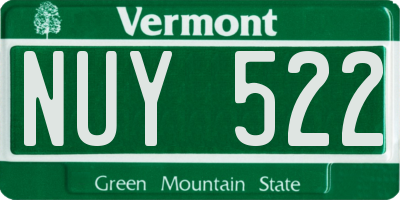 VT license plate NUY522