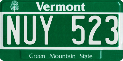 VT license plate NUY523