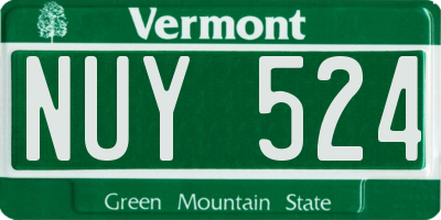 VT license plate NUY524