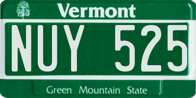 VT license plate NUY525