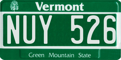 VT license plate NUY526
