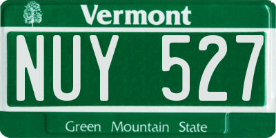 VT license plate NUY527