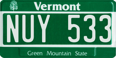 VT license plate NUY533