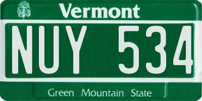 VT license plate NUY534