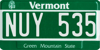 VT license plate NUY535