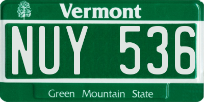 VT license plate NUY536