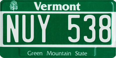 VT license plate NUY538