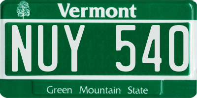 VT license plate NUY540