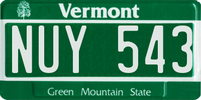 VT license plate NUY543