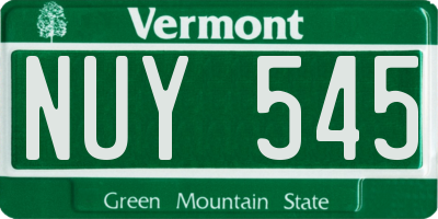VT license plate NUY545