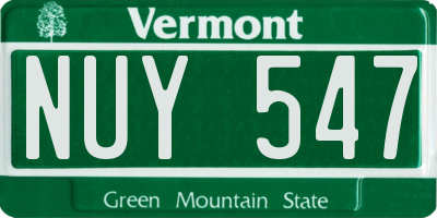 VT license plate NUY547