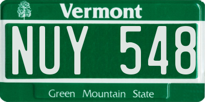 VT license plate NUY548