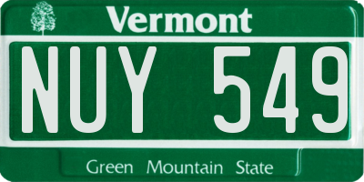 VT license plate NUY549