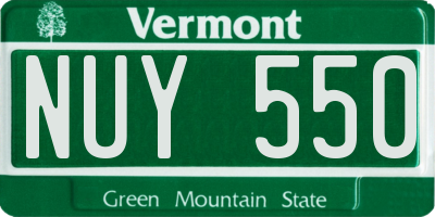 VT license plate NUY550