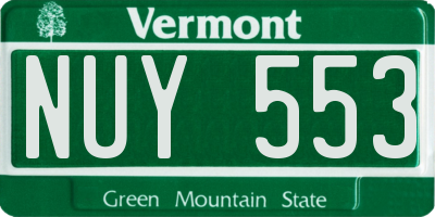 VT license plate NUY553