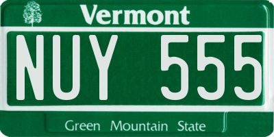 VT license plate NUY555