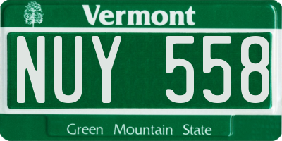 VT license plate NUY558