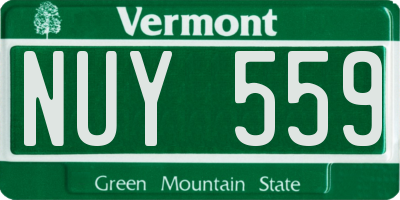 VT license plate NUY559