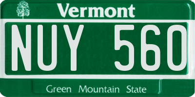 VT license plate NUY560
