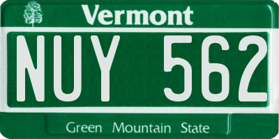 VT license plate NUY562