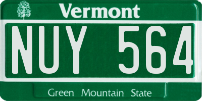 VT license plate NUY564