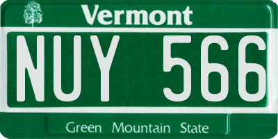 VT license plate NUY566