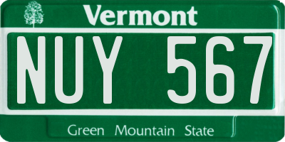 VT license plate NUY567