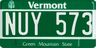 VT license plate NUY573