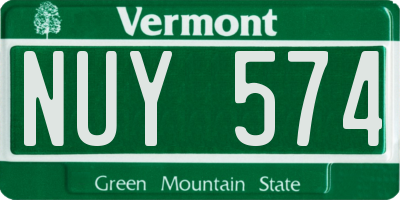 VT license plate NUY574