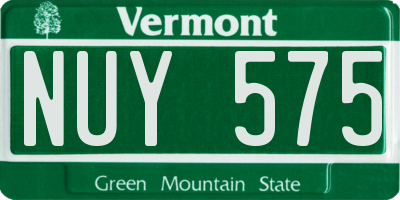 VT license plate NUY575
