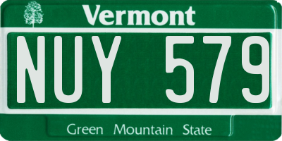 VT license plate NUY579