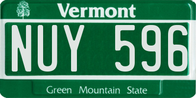 VT license plate NUY596