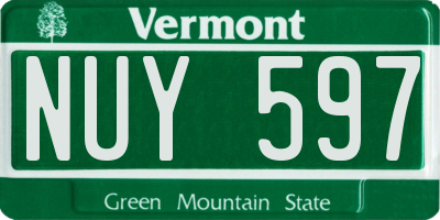 VT license plate NUY597