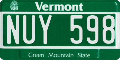 VT license plate NUY598
