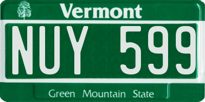 VT license plate NUY599
