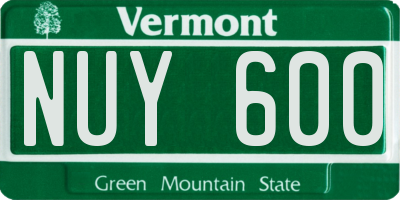VT license plate NUY600