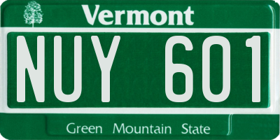 VT license plate NUY601