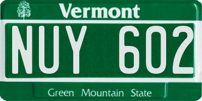 VT license plate NUY602