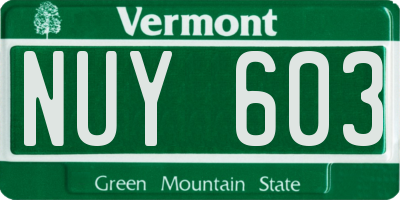 VT license plate NUY603