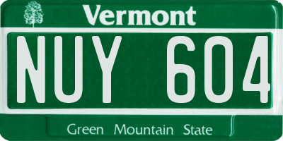 VT license plate NUY604