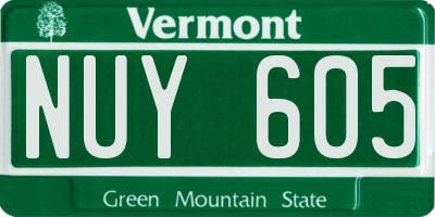 VT license plate NUY605