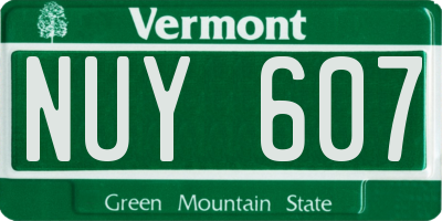 VT license plate NUY607