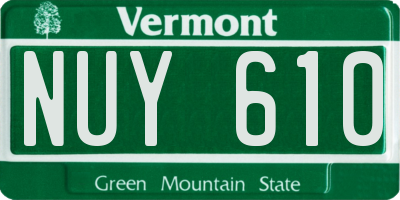 VT license plate NUY610