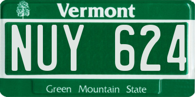 VT license plate NUY624