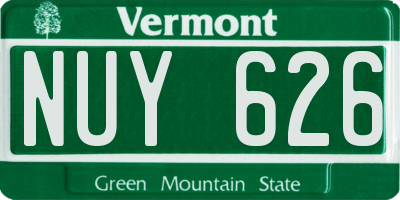 VT license plate NUY626
