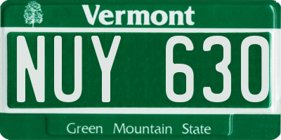 VT license plate NUY630