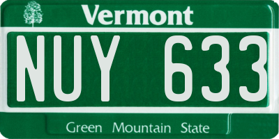 VT license plate NUY633