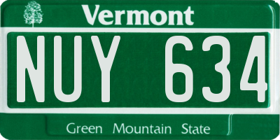 VT license plate NUY634
