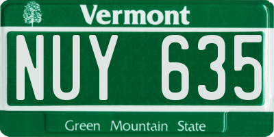VT license plate NUY635