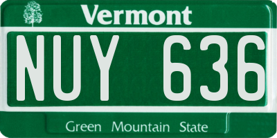 VT license plate NUY636